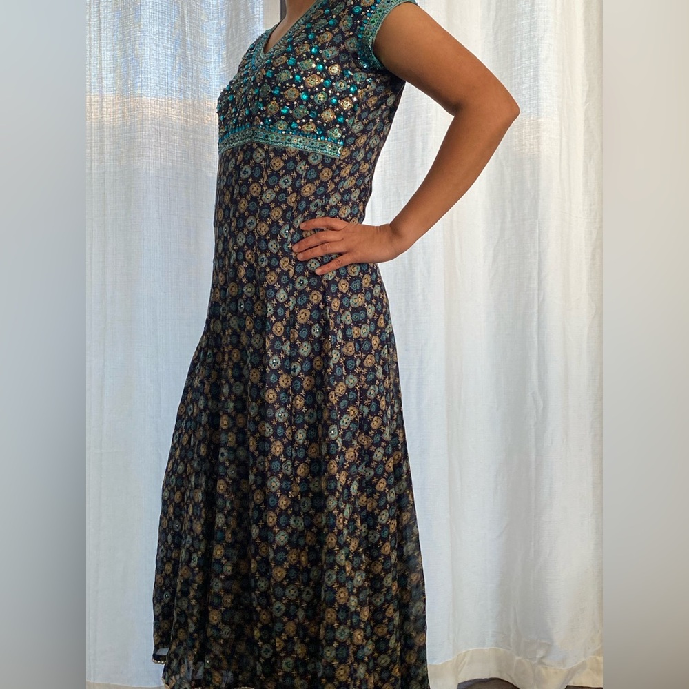 Frontier Heritage Beaded Midi Dress, Unique, trendy. Size M